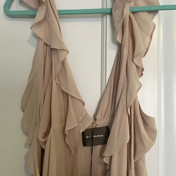 Reformation Champagne Dress- Sz Large/ 10 - Picture 5 of 5